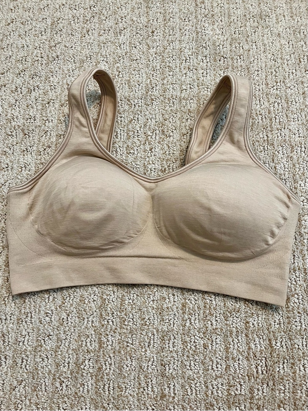 Large Nude Bali Comfort Revolution Bra B488 Wireless Scoopneck Wide Straps L